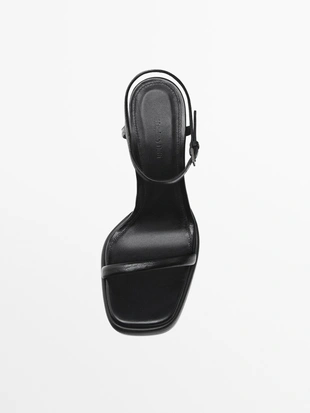 BLACK|1612/550 - Massimo Dutti Босоножки на среднем каблуке