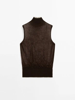Купить Massimo Dutti Текстурированный топ-водолазка с высоким воротом - студия