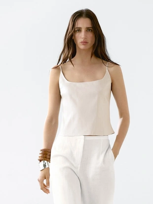 Купить Massimo Dutti Топ на льняных бретельках