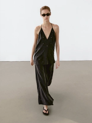 Струящийся топ с люверсами- Заказать в России