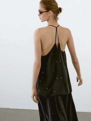 Струящийся топ с люверсами- Заказать в России