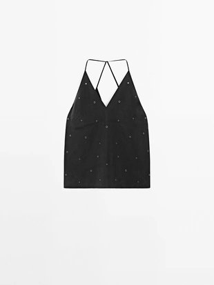 Струящийся топ с люверсами- Заказать в России