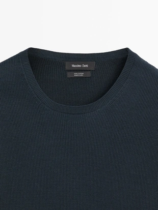 Купить Massimo Dutti Вязаный джемпер с коротким рукавом из 100% хлопка