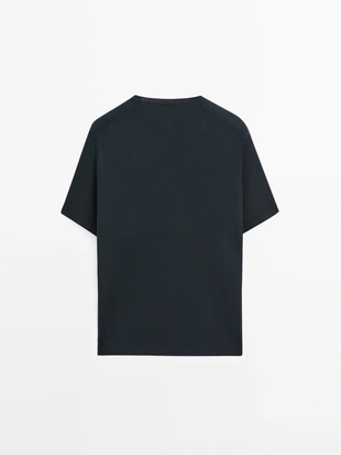 NAVY BLUE|0919/364 - Massimo Dutti Вязаный джемпер с коротким рукавом из 100% хлопка