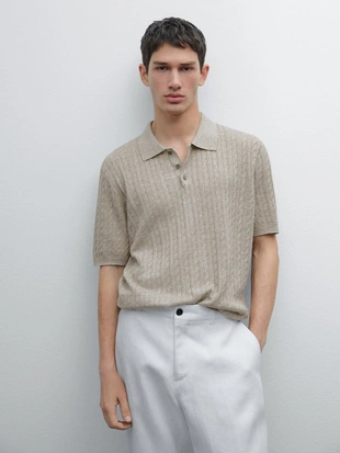 Купить Massimo Dutti Вязаный свитер поло из хлопка