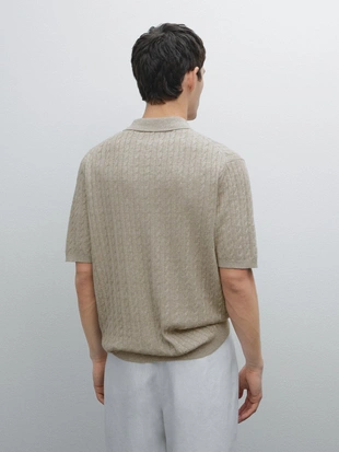 STONE|0909/377 - Massimo Dutti Вязаный свитер поло из хлопка