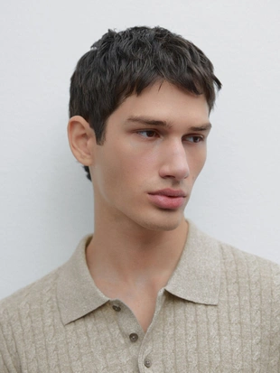 Вязаный свитер поло из хлопка- Заказать в России