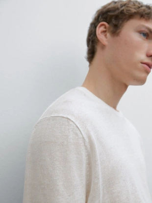 Легкий вязаный свитер из 100% льна- Заказать в России