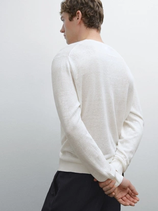 Легкий вязаный свитер из 100% льна- Заказать в России