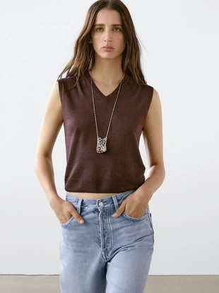 Купить Massimo Dutti Жилет из меланжевого трикотажа из 100% льна