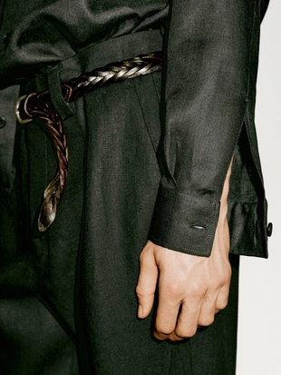 BLACK|0107/880 - Massimo Dutti Льняная рубашка обычного покроя - лимитированная серия