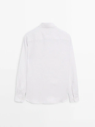 Рубашка в полоску обычного покроя из 100% льна- Заказать в России