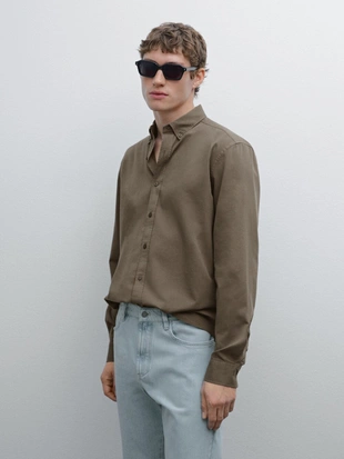 Рубашка из саржи из хлопчатобумажной смеси- Заказать в России