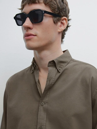 Рубашка из саржи из хлопчатобумажной смеси- Заказать в России