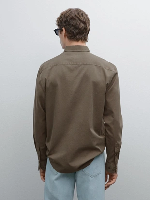 Рубашка из саржи из хлопчатобумажной смеси- Заказать в России