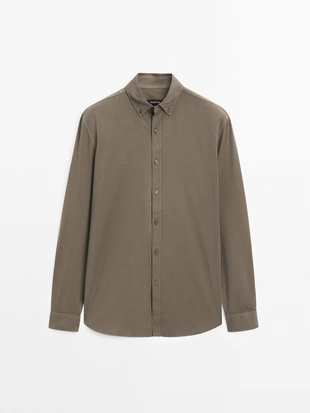 Рубашка из саржи из хлопчатобумажной смеси- Заказать в России