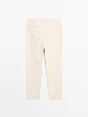 BEIGE|0009/004 - Massimo Dutti Облегающие брюки из холщовой хлопчатобумажной смеси
