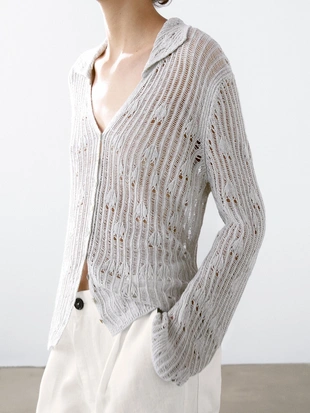 Кардиган-водолазка из ажурного трикотажа- Заказать в России