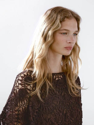 Купить Massimo Dutti Ажурная накидка, связанная крючком