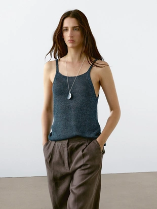 Купить Massimo Dutti Вязаный топ с круглым вырезом горловины
