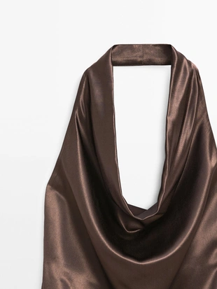 BROWN|9206/952 - Massimo Dutti Струящееся драпированное платье - студия