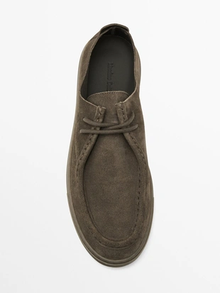 KHAKI|2216/550 - Massimo Dutti Мягкие туфли с мокасиновым носком