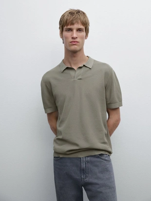 Вязаный хлопчатобумажный свитер поло- Заказать в России