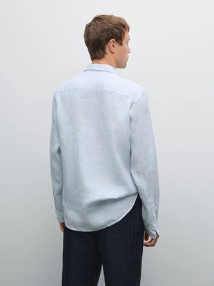 Рубашка из льна в полоску- Заказать в России