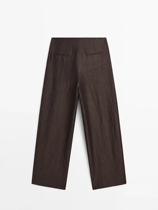Купить Massimo Dutti Брюки из льняно-вискозной смеси со стрелками