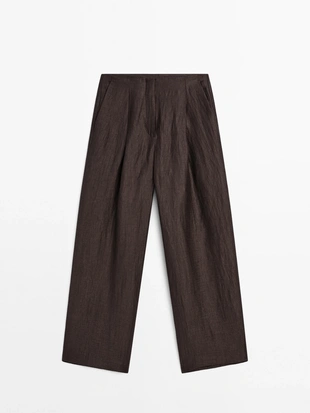 AUBERGINE|5046/665 - Massimo Dutti Брюки из льняно-вискозной смеси со стрелками
