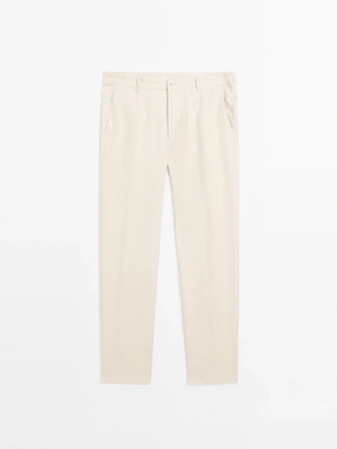 Брюки укороченного кроя из 100% льна- Заказать в России