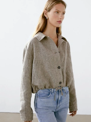 Куртка-бомбер из 100% льна- Заказать в России