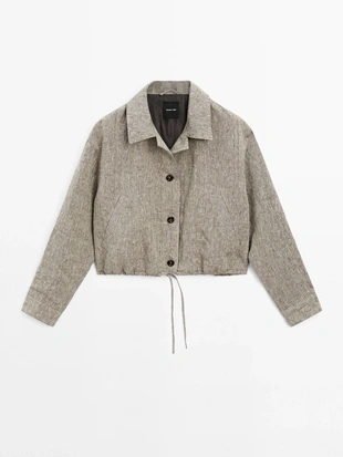 Куртка-бомбер из 100% льна- Заказать в России