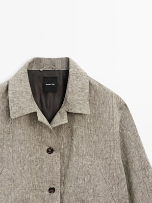 Куртка-бомбер из 100% льна- Заказать в России