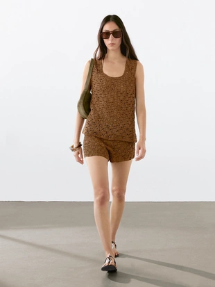 Шорты крючком из замши- Заказать в России