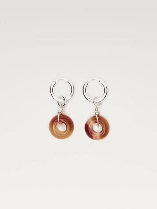 Серьги кольца с камнем- Заказать в России