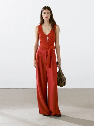 Купить Massimo Dutti Широкие брюки с линиями стрелок