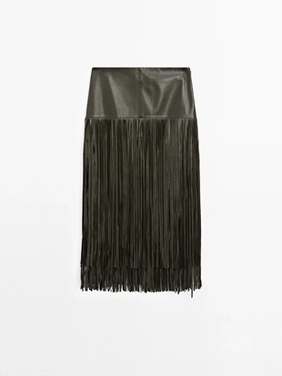 Миди-юбка из нубука с бахромой - STUDIO- Заказать в России