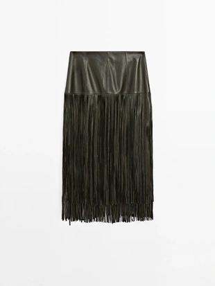 Миди-юбка из нубука с бахромой - STUDIO- Заказать в России