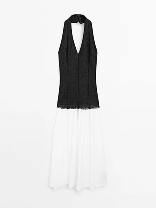 BLACK|9210/952 - Massimo Dutti Длинное платье с открытой спиной - STUDIO
