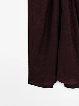 MAROON|9201/954 - Massimo Dutti Платье миди из атласа с драпировкой - STUDIO