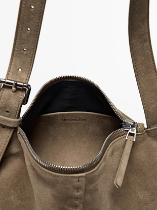 Маленькая сумка на плечо из замши- Заказать в России