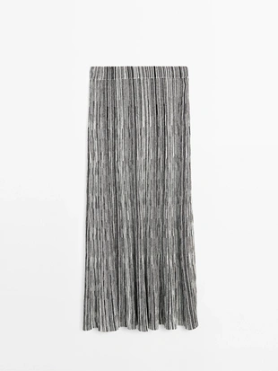 Длинная вязаная юбка с полосатым узором- Заказать в России