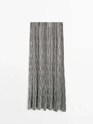 Длинная вязаная юбка с полосатым узором- Заказать в России