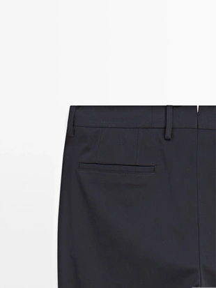 Брюки из хлопково-шерстяной смеси в стиле SLIM FIT- Заказать в России