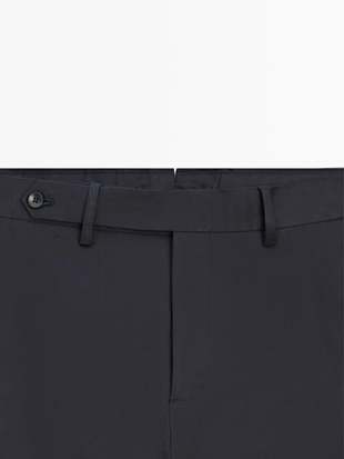 Брюки из хлопково-шерстяной смеси в стиле SLIM FIT- Заказать в России