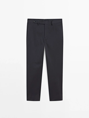 Брюки из хлопково-шерстяной смеси в стиле SLIM FIT- Заказать в России