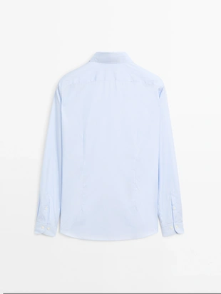 SKY BLUE|0113/181 - Massimo Dutti Рубашка в полоску SLIM FIT из 100% хлопка