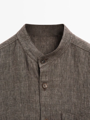 Рубашка OVERSHIRT свободного кроя с стойким воротником- Заказать в России