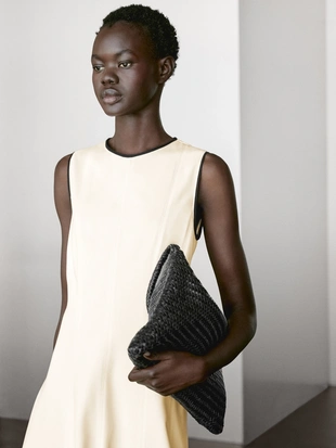Купить Massimo Dutti Платье с оборками и контрастной отделкой